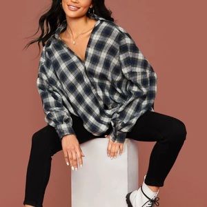 Oversized flannel button front